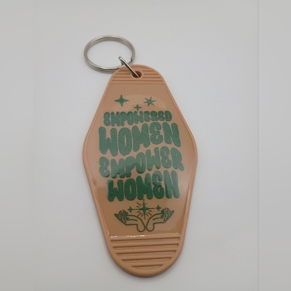 Handmade Accessories - Handmade Retro Hotel Keychain Empowered Women UV Resin Sealed DTF